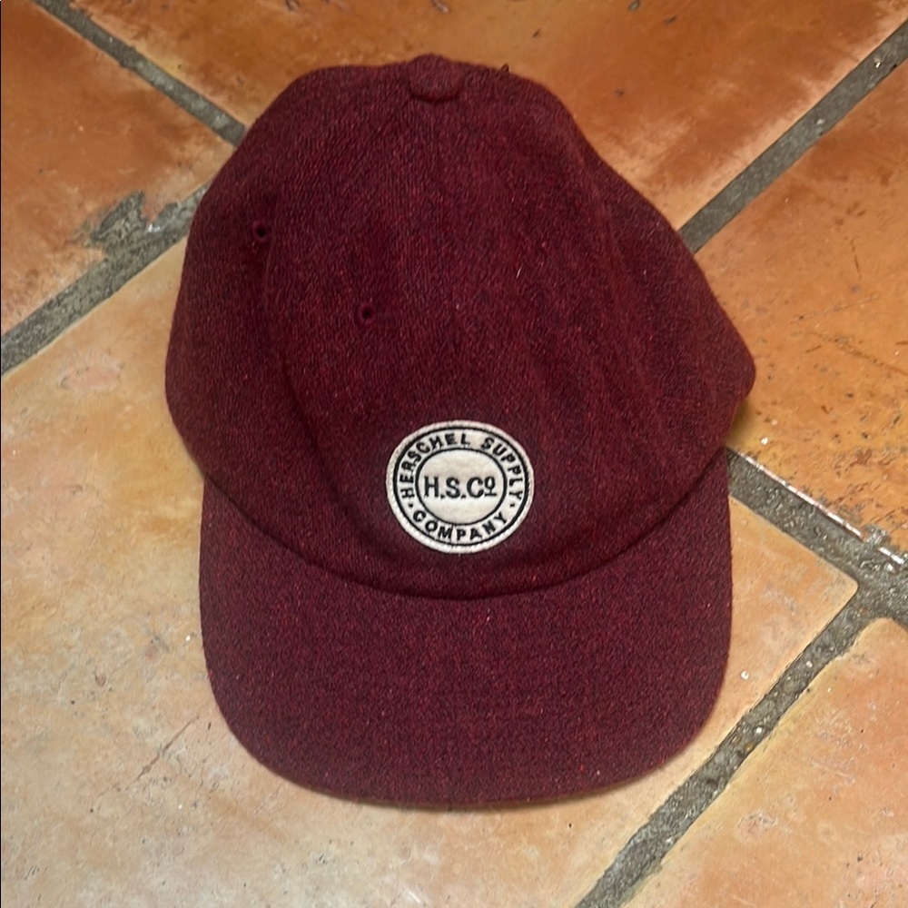 Herschel Supply Company Maroon Baseball Cap with Round Logo Patch